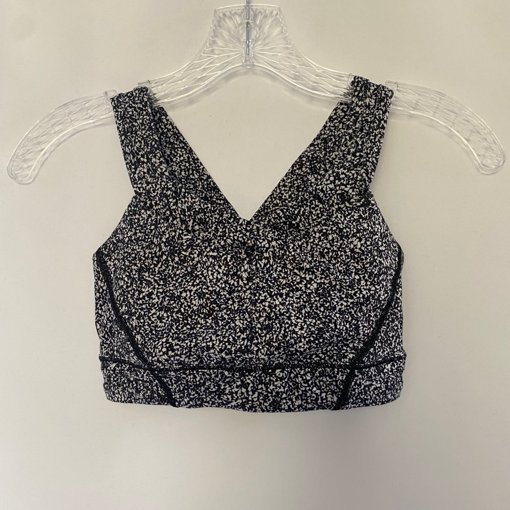 Lululemon black and white patterned energy bra